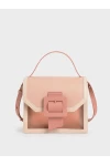 Charles Keith See Through Effect Buckled Bag Nude